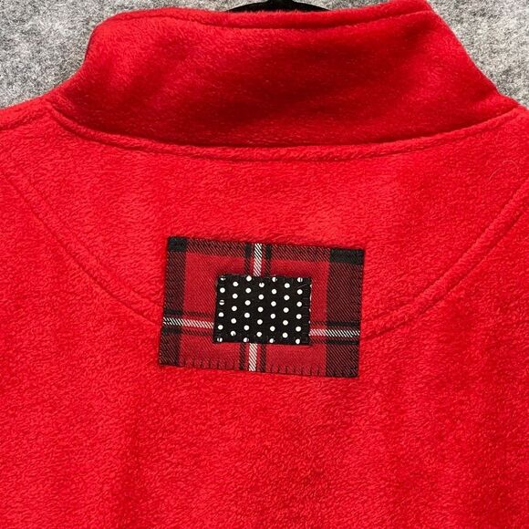 SIERRA PACIFIC Fleece Vest Women's Size 2XL Red Mock Neck Zip Up Plaid Patches - Picture 14 of 16